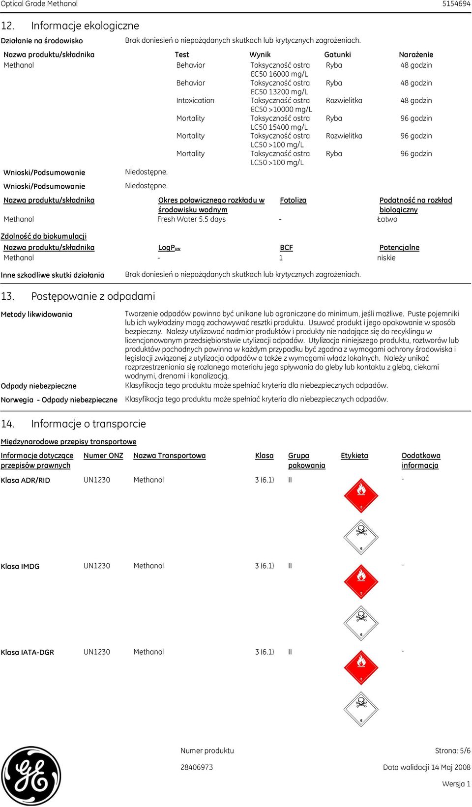 96 godzin LC50 >100 mg/l Mortality Toksyczność ostra Ryba 96 godzin LC50 >100 mg/l Wnioski/Podsumowanie Wnioski/Podsumowanie Niedostępne.