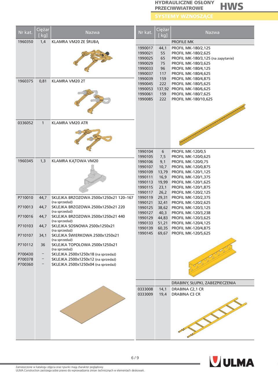 MK-180/6,625 PROFIL MK-180/7,625 PROFIL MK-180/10,625 0336052 1 KLAMRA VM20 ATR 1960345 1,3 KLAMRA KĄTOWA VM20 P710010 P710013 P710016 P710103 P710107 P710112 P700430 P700378 P700360 44,7 44,7 44,7