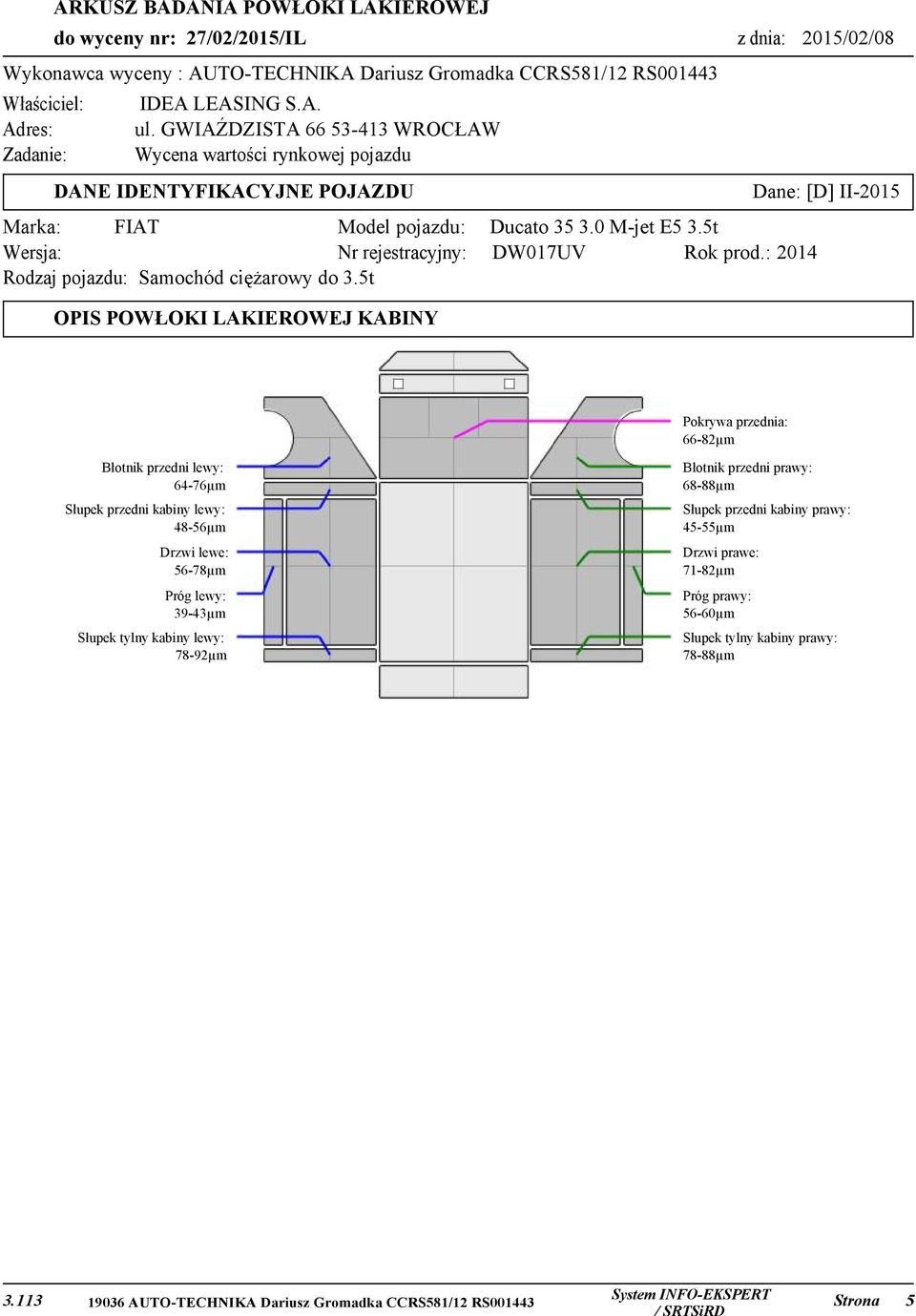 5t Wersja: Nr rejestracyjny: DW017UV Rok prod.: 2014 Rodzaj pojazdu: Samochód ciężarowy do 3.