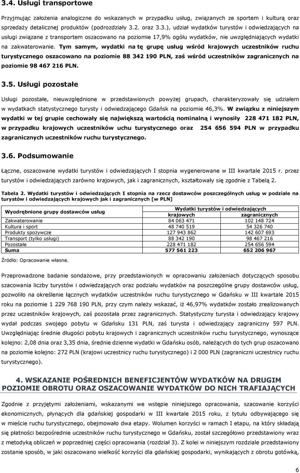 Usługi pozostałe Usługi pozostałe, nieuwzględnione w przedstawionych powyżej grupach, charakteryzowały się udziałem w wydatkach statystycznego turysty i odwiedzającego Gdańsk na poziomie 46,3%.