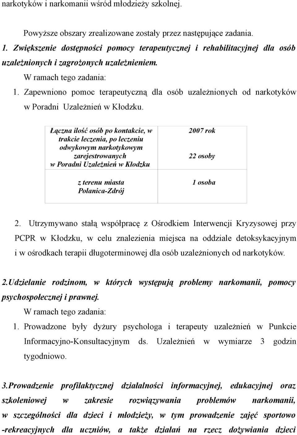 Zapewniono pomoc terapeutyczną dla osób uzależnionych od narkotyków w Poradni Uzależnień w Kłodzku.