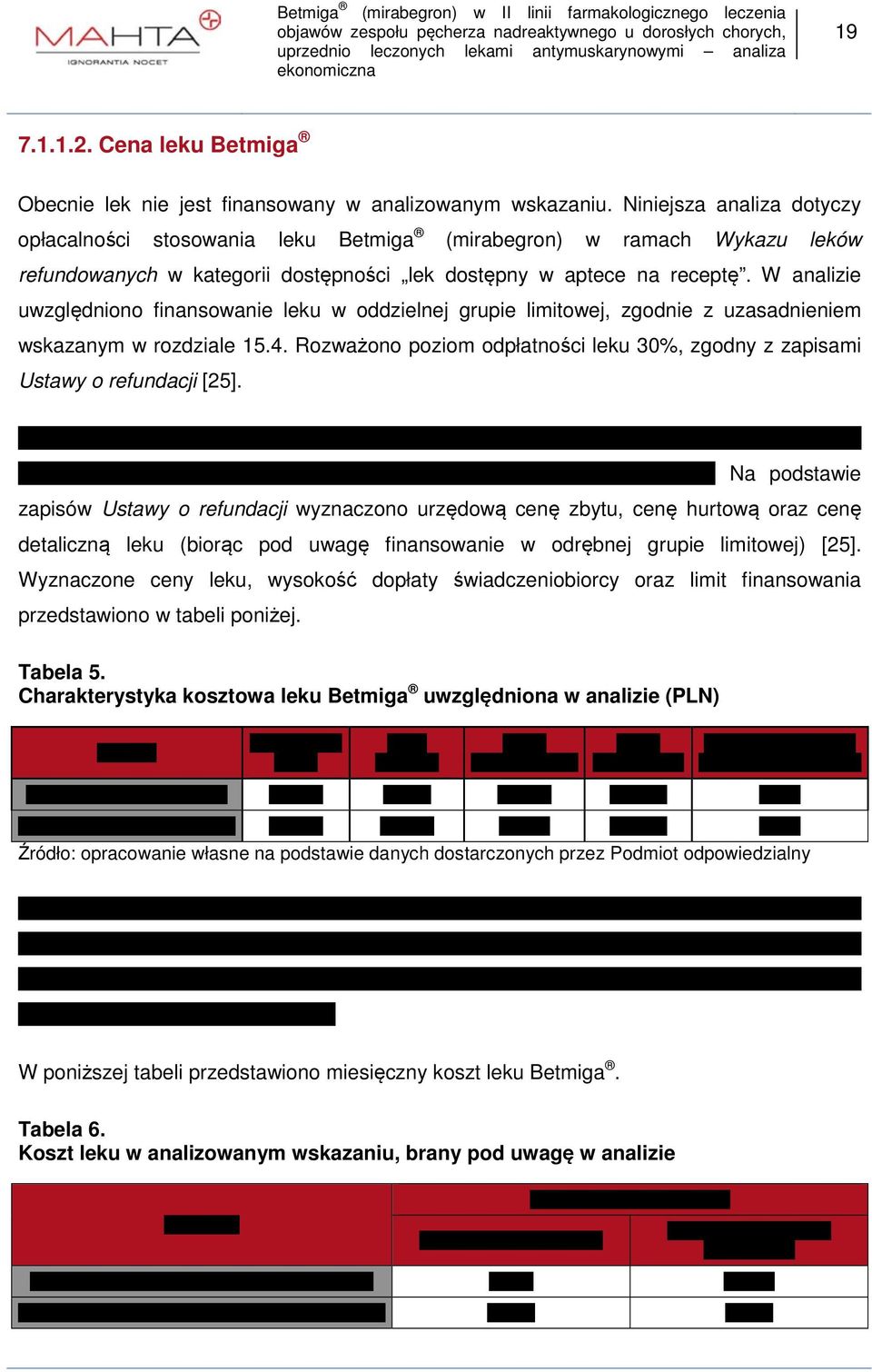 W analizie uwzględniono finansowanie leku w oddzielnej grupie limitowej, zgodnie z uzasadnieniem wskazanym w rozdziale 15.4.