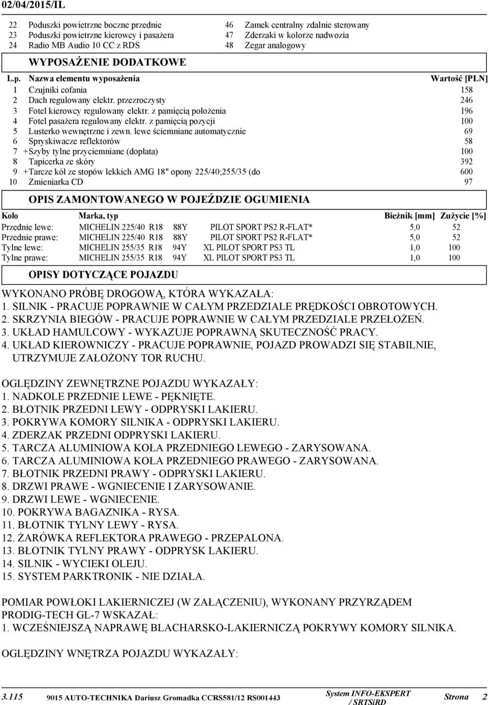 z pamięcią położenia 196 4 Fotel pasażera regulowany elektr. z pamięcią pozycji 100 5 Lusterko wewnętrzne i zewn.