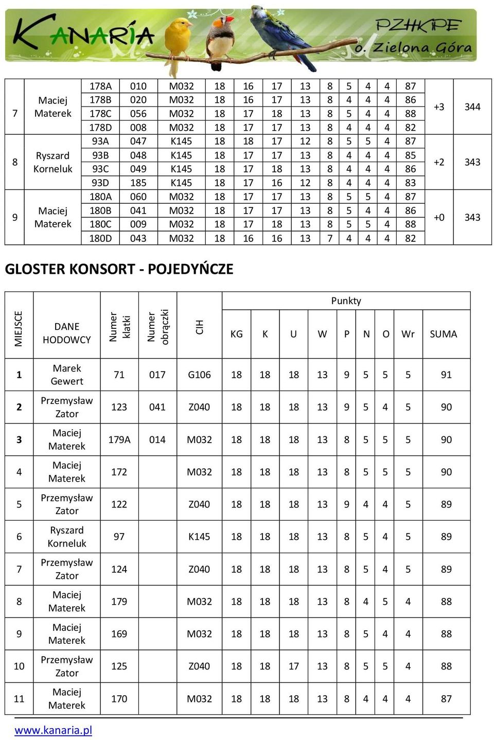 GLOSTER KONSORT - POJEDYOCZE KG K U W P N O Wr 9 0 0