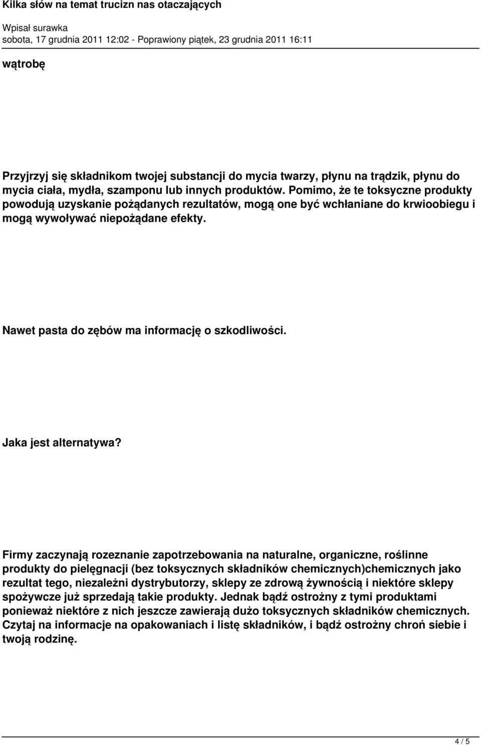 Nawet pasta do zębów ma informację o szkodliwości. Jaka jest alternatywa?