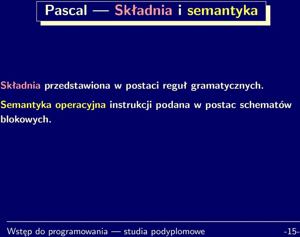 Semantyka operacyjna instrukcji podana w postac