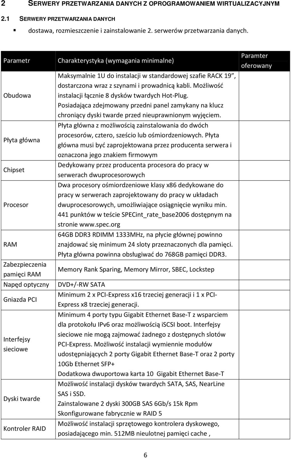 minimalne) Maksymalnie 1U do instalacji w standardowej szafie RACK 19, dostarczona wraz z szynami i prowadnicą kabli. Możliwość instalacji łącznie 8 dysków twardych Hot-Plug.