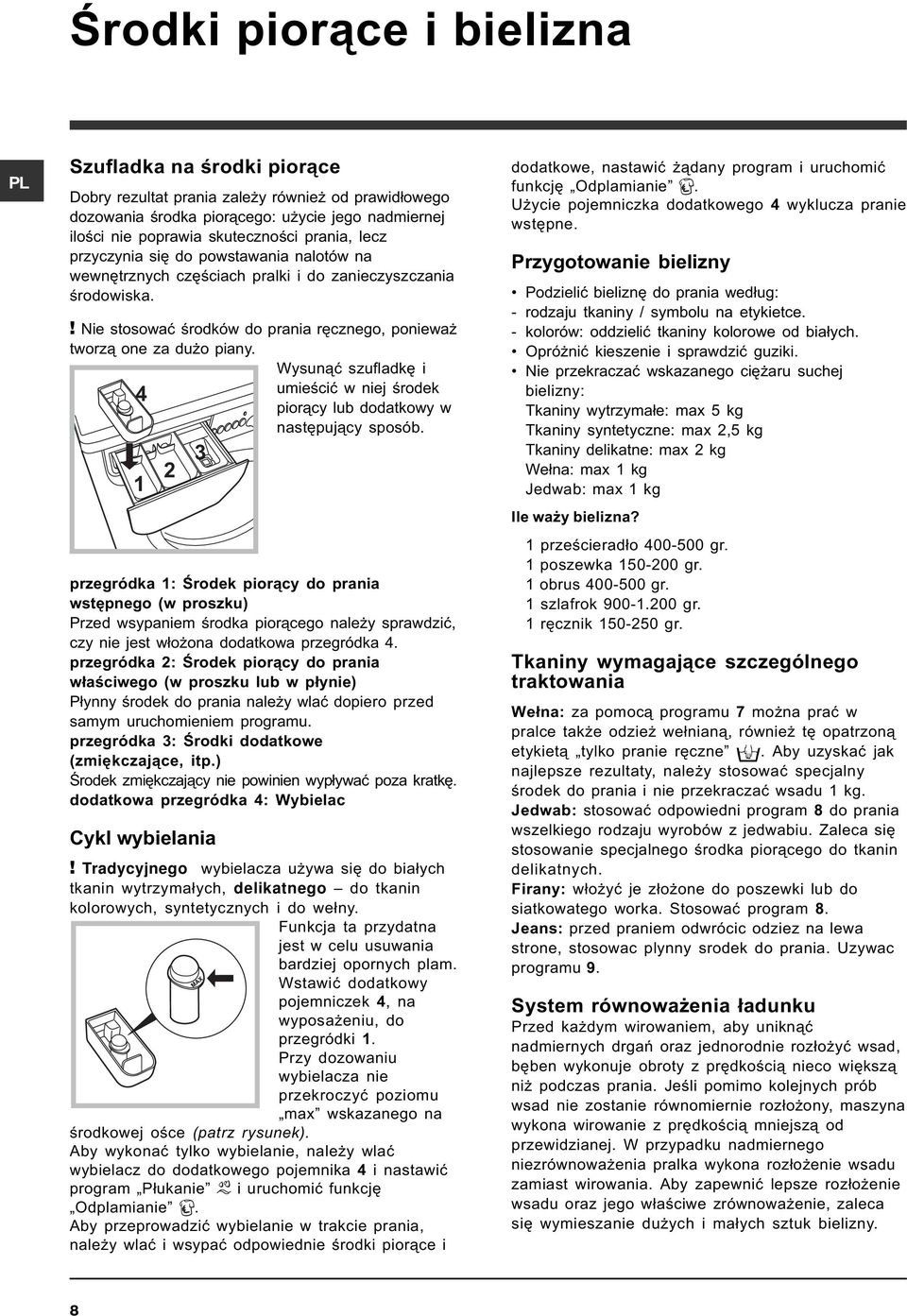 Wysun¹æ szufladkê i umieœciæ w niej œrodek 4 pior¹cy lub dodatkowy w nastêpuj¹cy sposób.