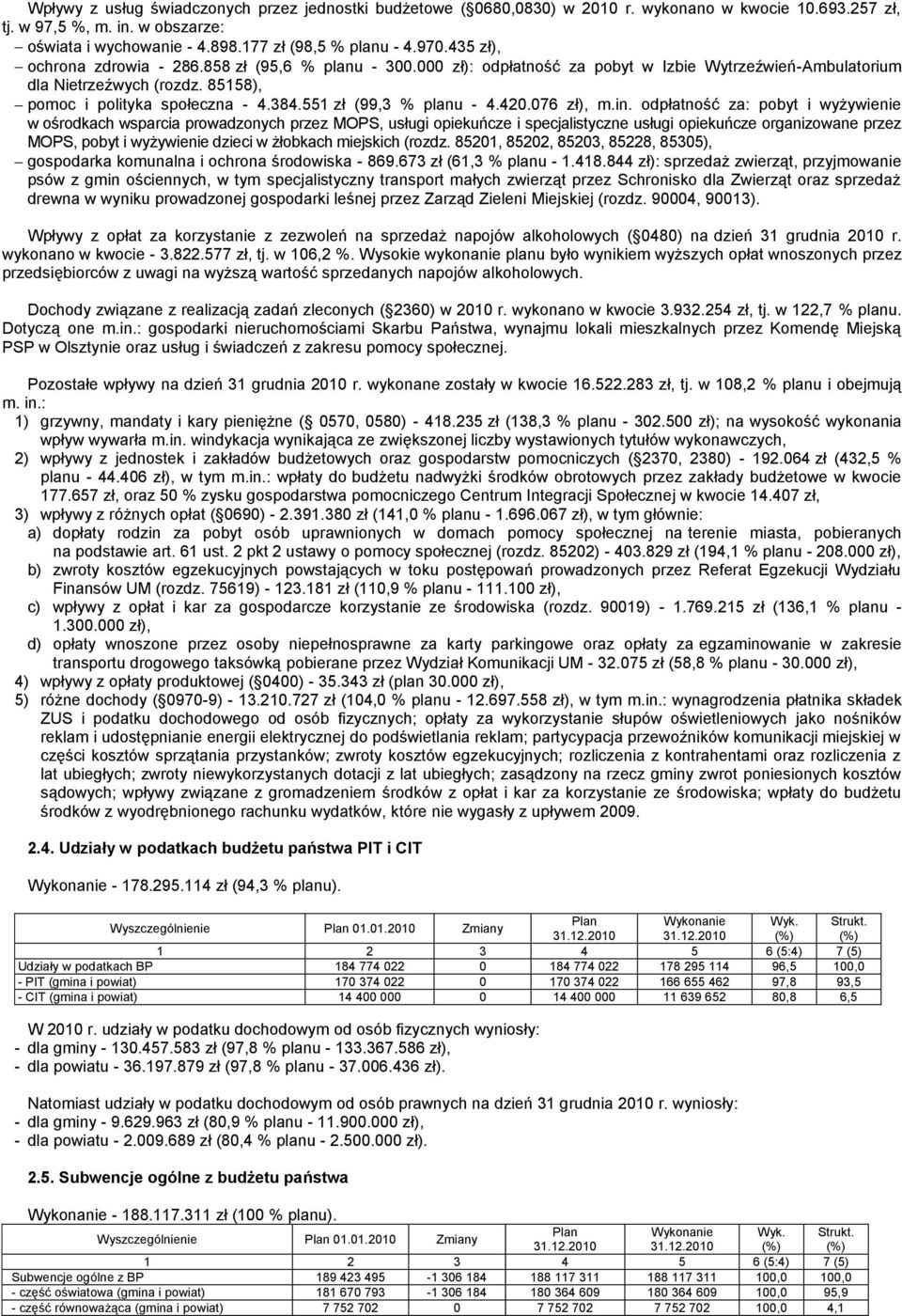 551 zł (99,3 % planu - 4.420.076 zł), m.in.