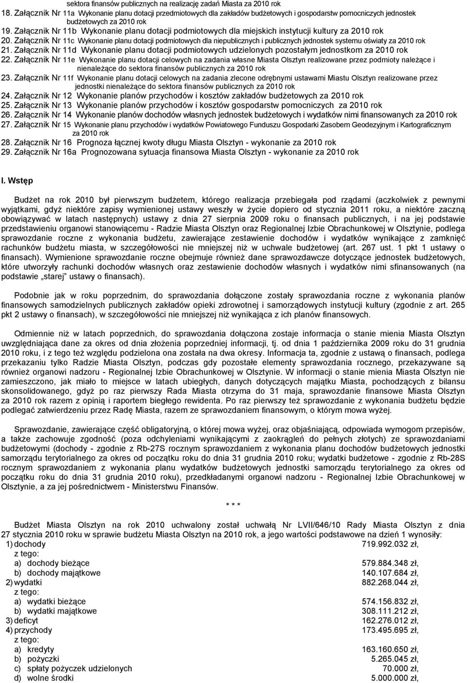 Załącznik Nr 11b Wykonanie planu dotacji podmiotowych dla miejskich instytucji kultury za 2010 rok 20.