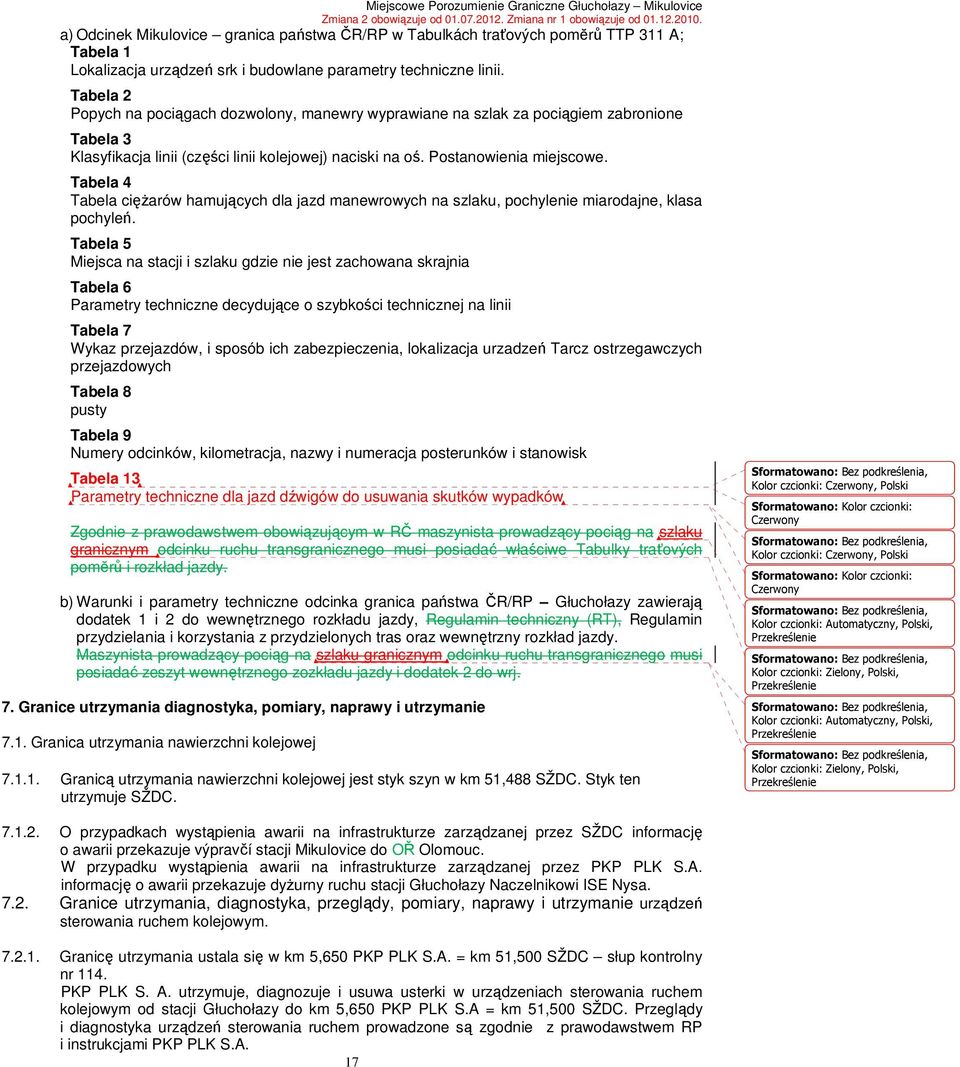 Tabela 4 Tabela cięŝarów hamujących dla jazd manewrowych na szlaku, pochylenie miarodajne, klasa pochyleń.