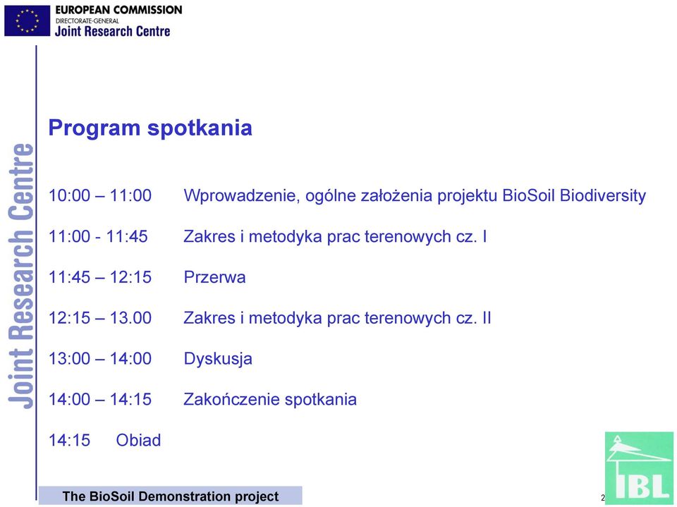 I 11:45 12:15 Przerwa 12:15 13.00 Zakres i metodyka prac terenowych cz.