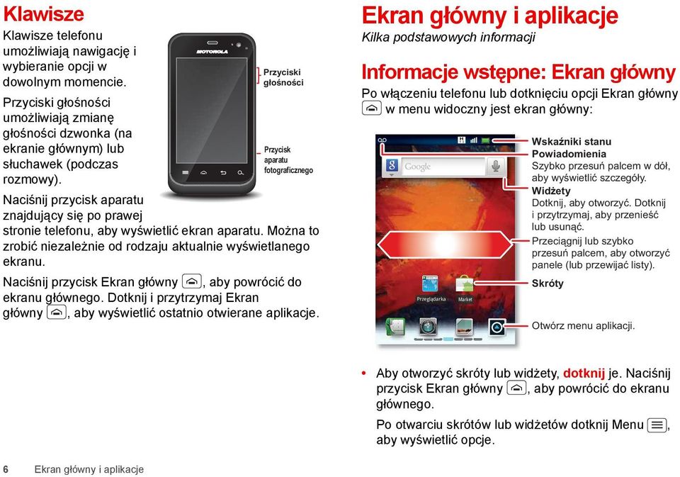 Kilka podstawowych informacji Przyciski głośności Informacje wstępne: Ekran główny Po włączeniu telefonu lub dotknięciu opcji Ekran główny w menu widoczny jest ekran główny: 00:32 Przycisk aparatu