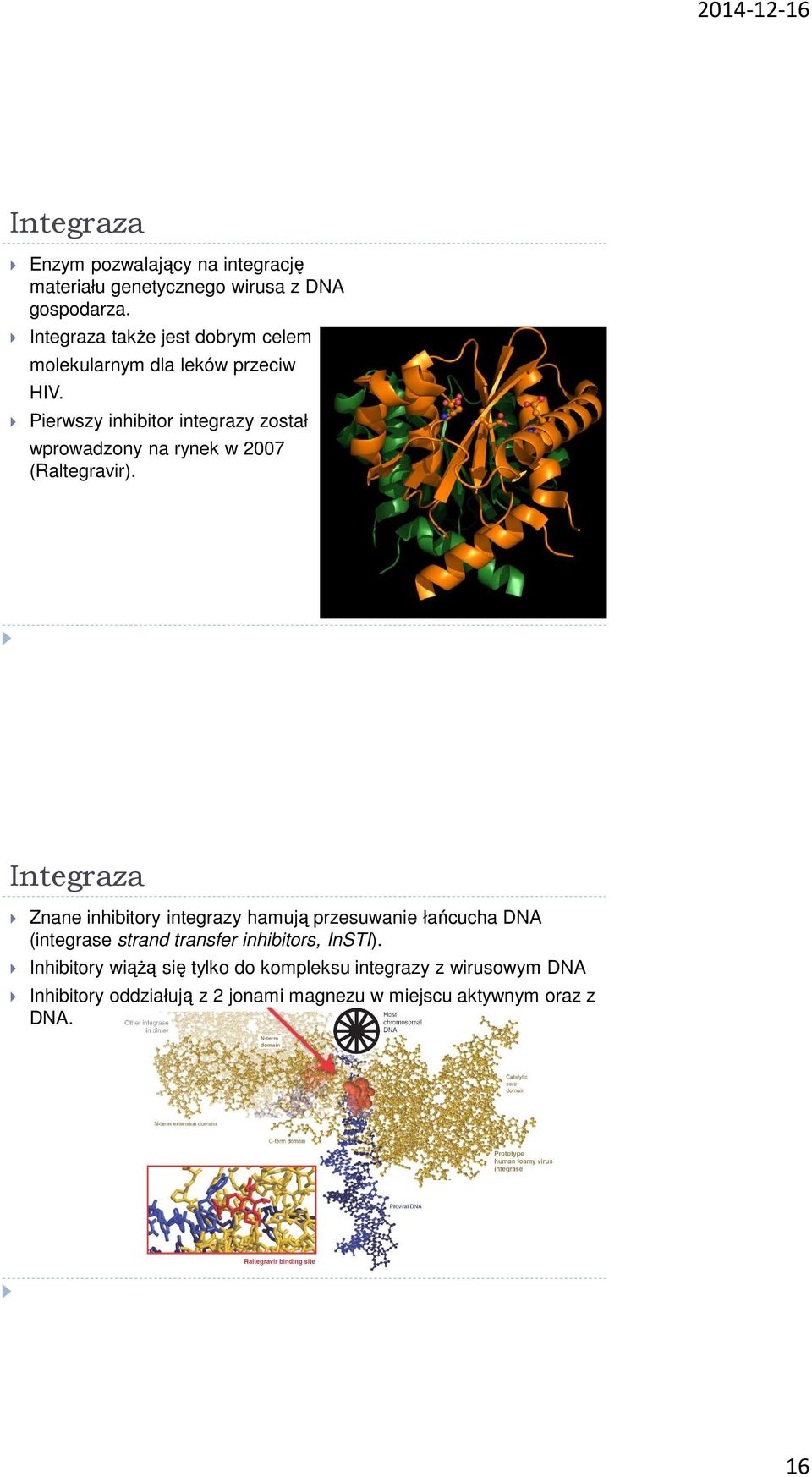 Pierwszy inhibitor integrazy został wprowadzony na rynek w 2007 (Raltegravir).