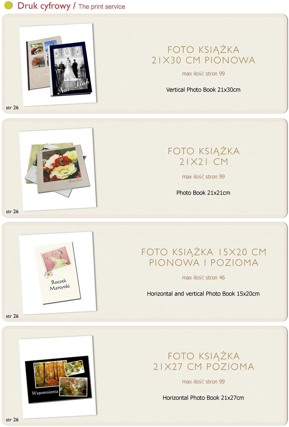 FOTO KSIĄŻKA 15X20 CM PIONOWA I POZIOMA max ilość stron 46 Horizontal and vertical Photo Book