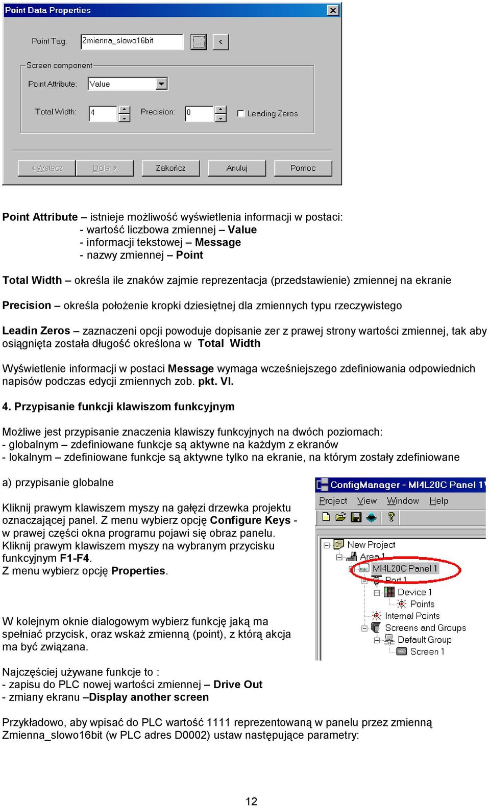 wartości zmiennej, tak aby osiągnięta została długość określona w Total Width Wyświetlenie informacji w postaci Message wymaga wcześniejszego zdefiniowania odpowiednich napisów podczas edycji