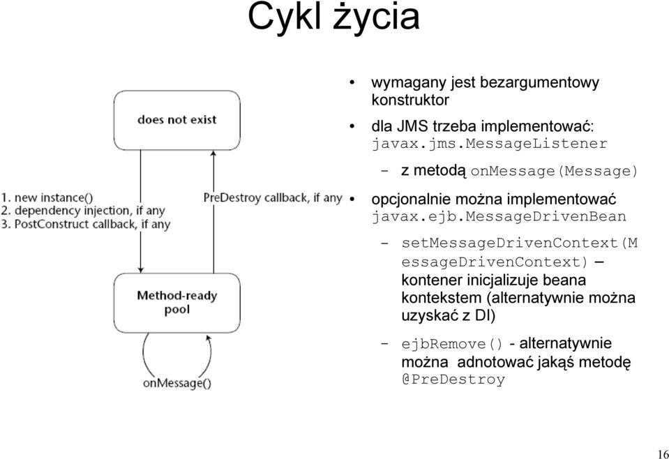 messagedrivenbean setmessagedrivencontext(m essagedrivencontext) kontener inicjalizuje beana