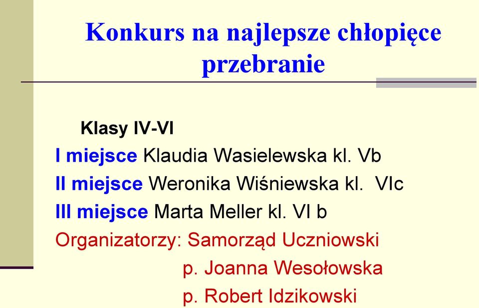 Vb II miejsce Weronika Wiśniewska kl.