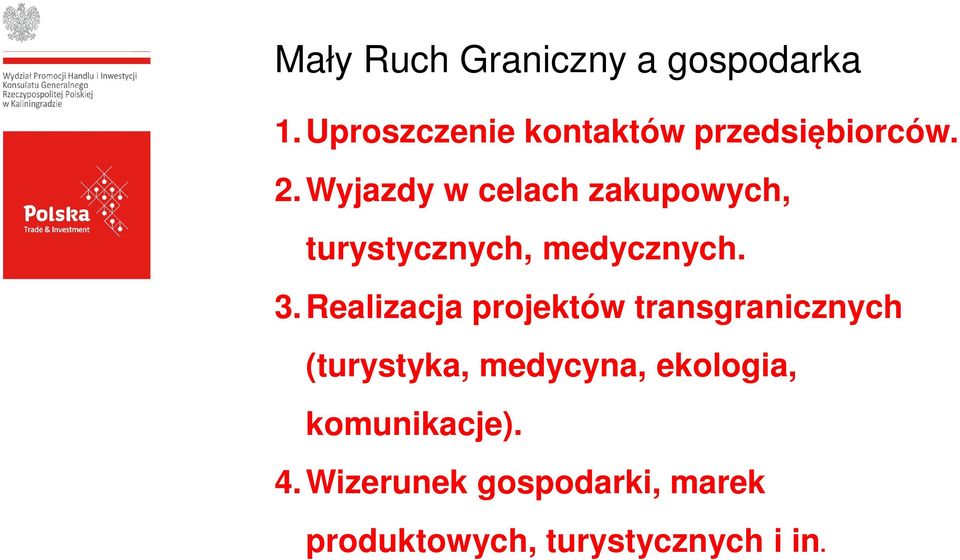 Wyjazdy w celach zakupowych, turystycznych, medycznych. 3.