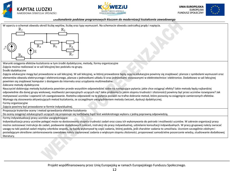 Środki dydaktyczne Zajęcia edukacyjne mogą być prowadzone w sali lekcyjnej.