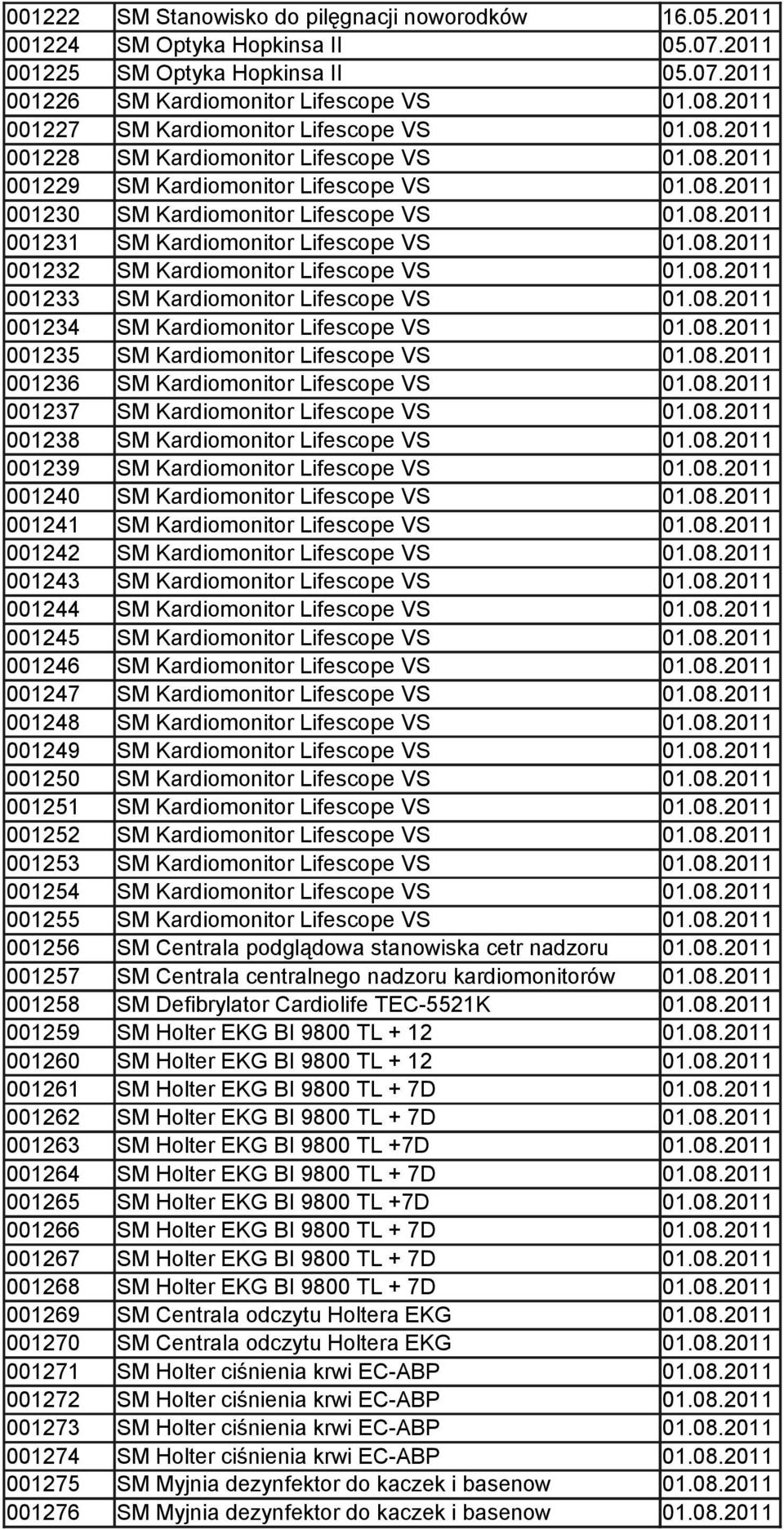 08.2011 001232 SM Kardiomonitor Lifescope VS 01.08.2011 001233 SM Kardiomonitor Lifescope VS 01.08.2011 001234 SM Kardiomonitor Lifescope VS 01.08.2011 001235 SM Kardiomonitor Lifescope VS 01.08.2011 001236 SM Kardiomonitor Lifescope VS 01.
