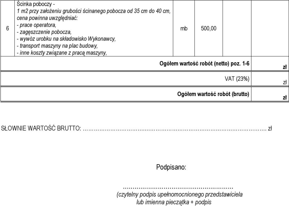 robót (netto) poz.