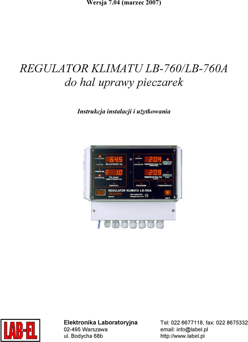 pieczarek Instrukcja instalacji i użytkowania Elektronika