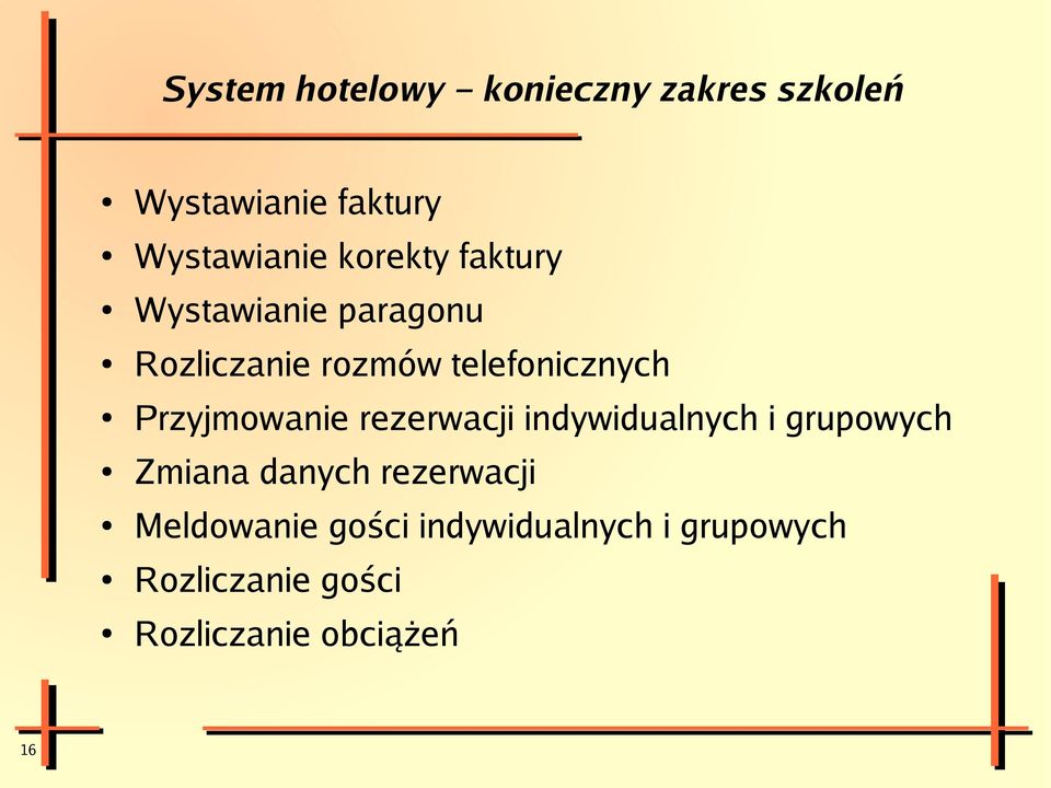 Przyjmowanie rezerwacji indywidualnych i grupowych Zmiana danych rezerwacji