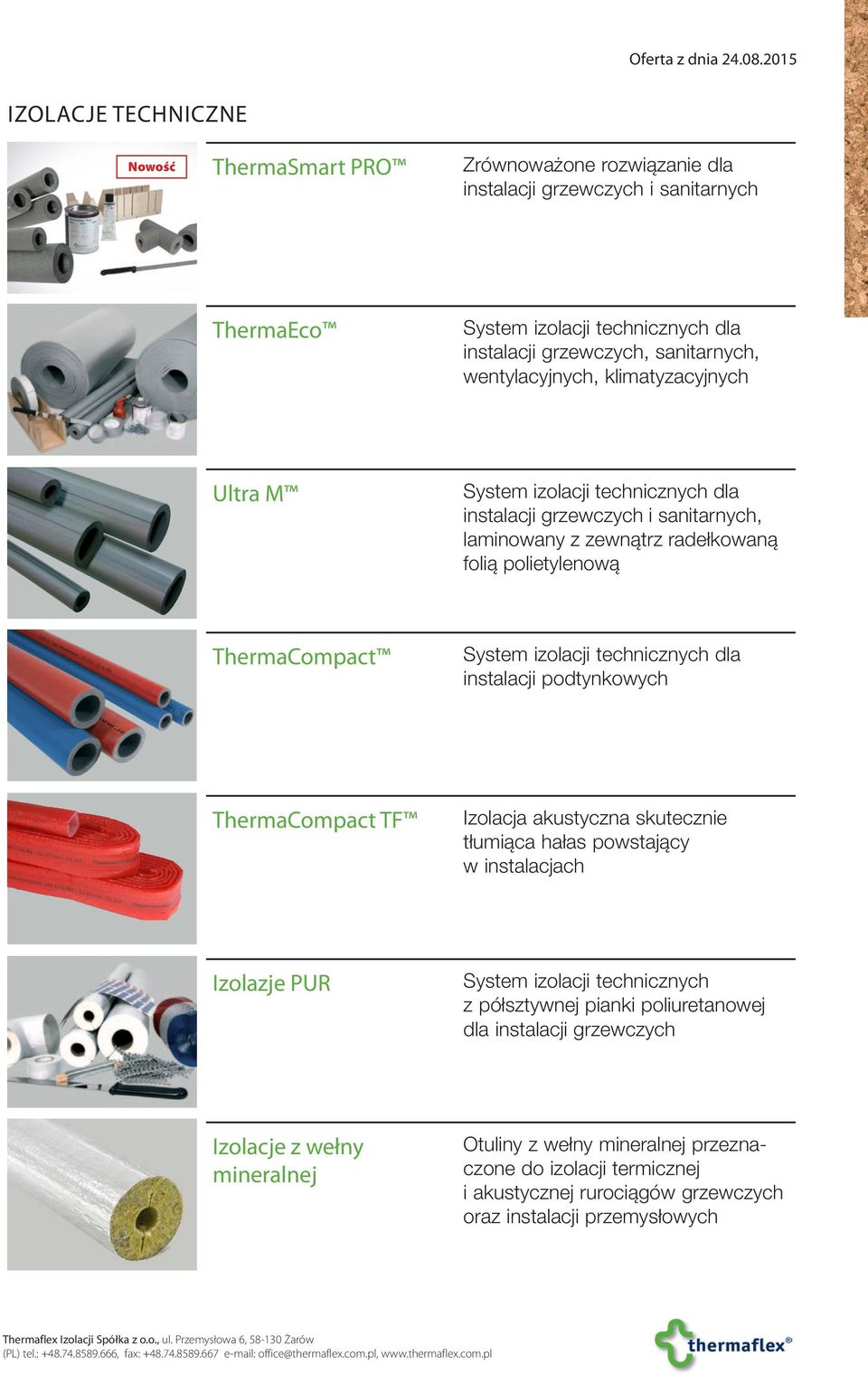 wentylacyjnych, klimatyzacyjnych Ultra M System izolacji technicznych dla instalacji grzewczych i sanitarnych, laminowany z zewnątrz radełkowaną folią polietylenową ThermaCompact System izolacji