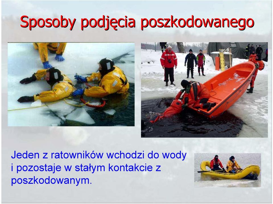 ratowników wchodzi do wody i