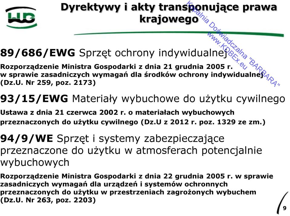 o materiałach wybuchowych przeznaczonych do użytku cywilnego (Dz.U z 2012 r. poz. 1329 ze zm.