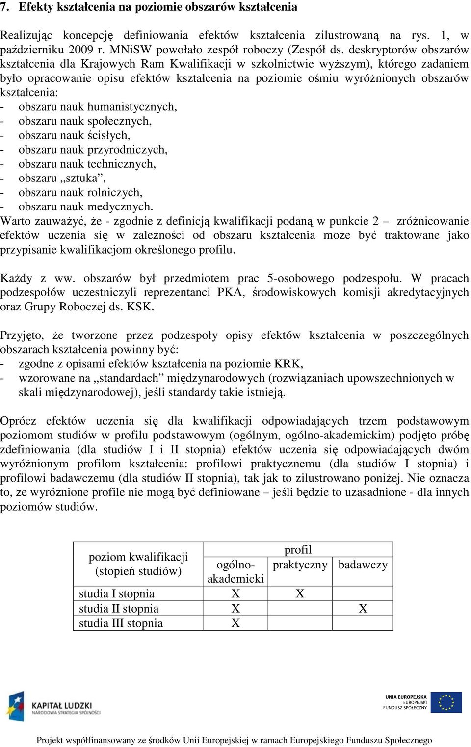 kształcenia: - obszaru nauk humanistycznych, - obszaru nauk społecznych, - obszaru nauk ścisłych, - obszaru nauk przyrodniczych, - obszaru nauk technicznych, - obszaru sztuka, - obszaru nauk