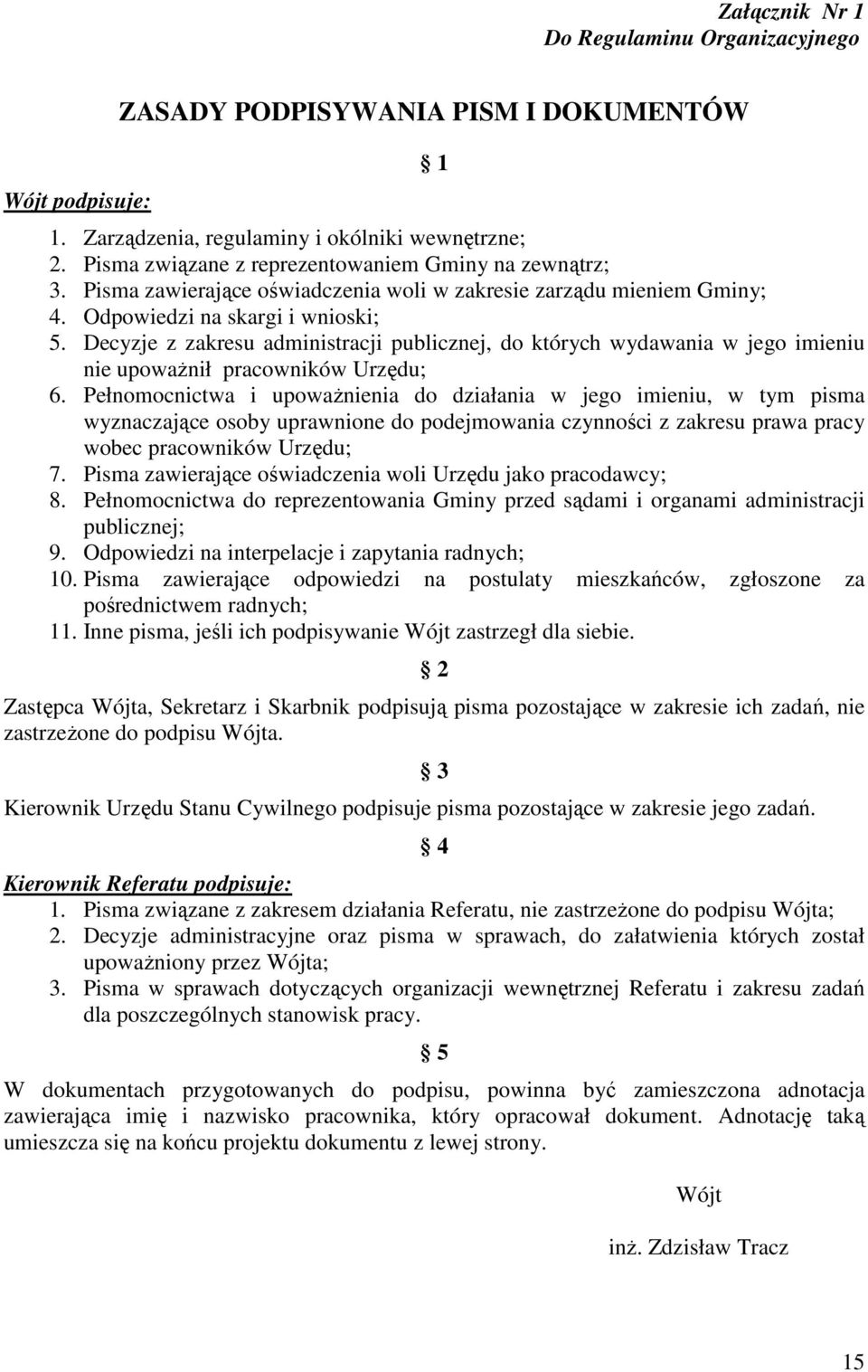 Decyzje z zakresu administracji publicznej, do których wydawania w jego imieniu nie upowaŝnił pracowników Urzędu; 6.