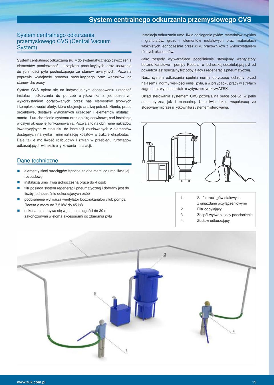 System CVS opiera się a idywidualym dopasowaiu urządzeń istalacji odkurzaia do potrzeb użytkowika z jedoczesym wykorzystaiem opracowaych przez as elemetów typowych i kompleksowości oferty, która
