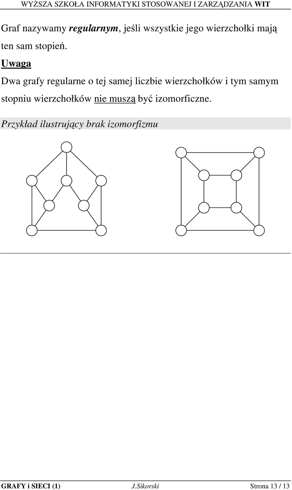 Uwg Dw grfy regulrne o tej smej liczbie wierzchołków i tym smym