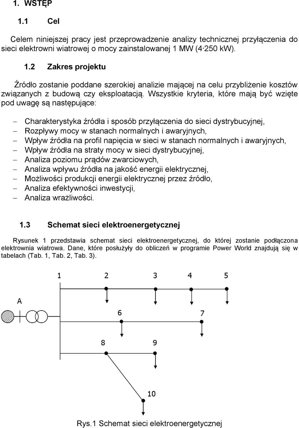 na profil napięcia w sieci w stanach normalnych i awaryjnych, Wpływ źródła na straty mocy w sieci dystrybucyjnej, Analiza poziomu prądów zwarciowych, Analiza wpływu źródła na jakość energii