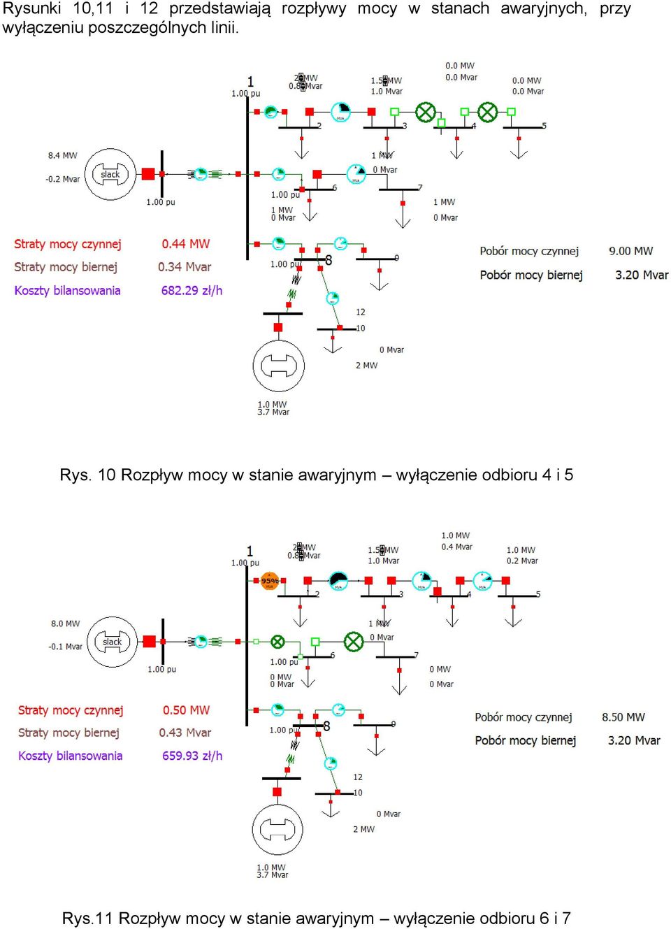 10 Rozpływ mocy w stanie awaryjnym wyłączenie odbioru 4 i