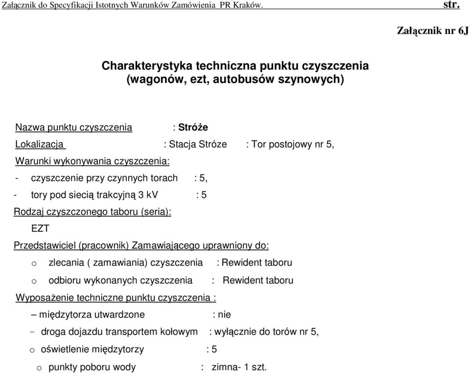 siecią trakcyjną 3 kv : 5 EZT - droga dojazdu transportem kołowym : wyłącznie