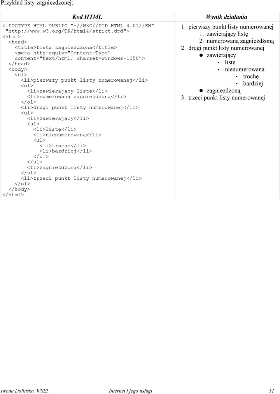listę</li> <li>numerowaną zagnieżdżoną</li> </ol> <li>drugi punkt listy numerowanej</li> <ul> <li>zawierający</li> <ul> <li>listę</li> <li>nienumerowaną</li> <ul> <li>trochę</li> <li>bardziej</li>