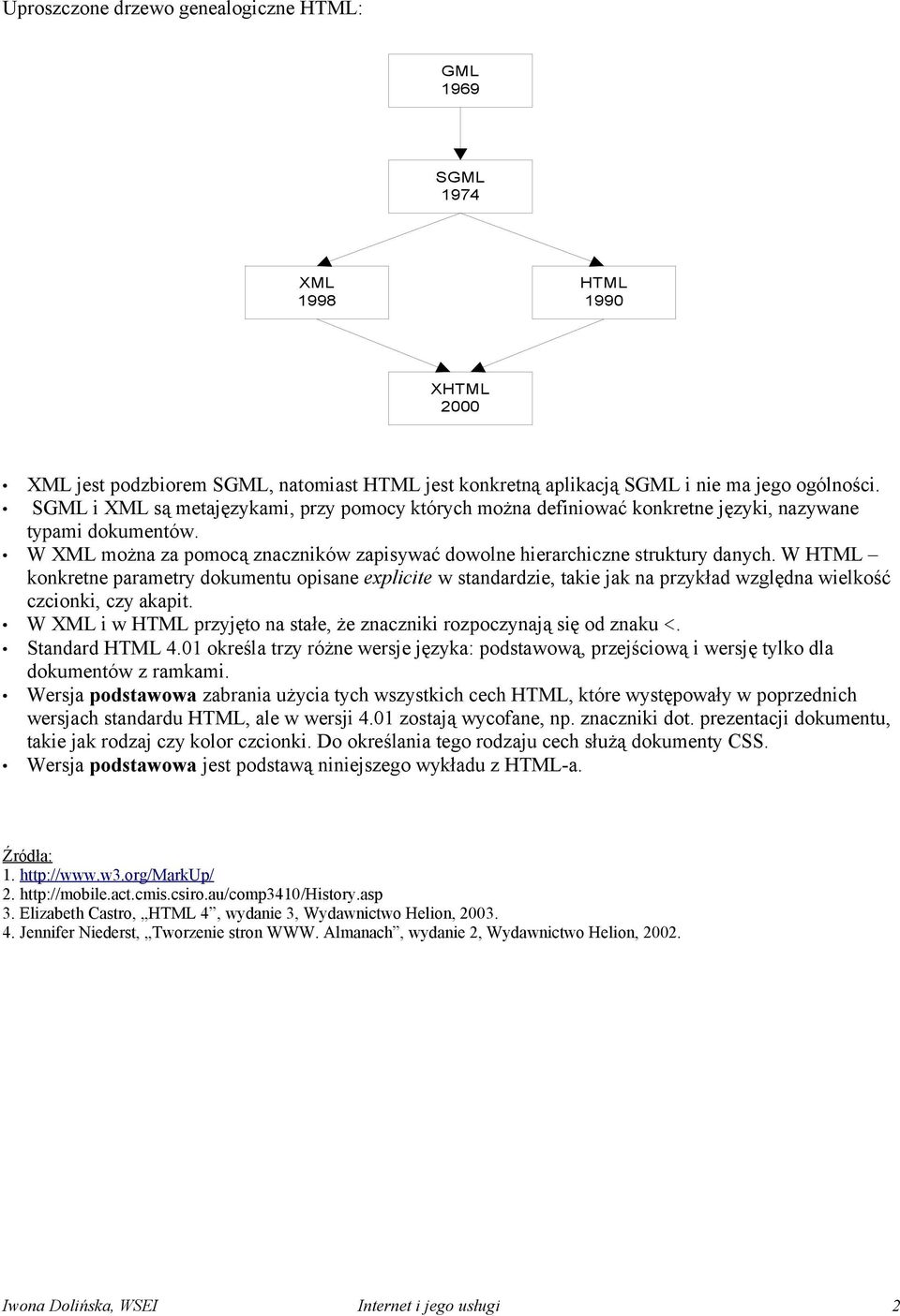 W HTML konkretne parametry dokumentu opisane explicite w standardzie, takie jak na przykład względna wielkość czcionki, czy akapit.