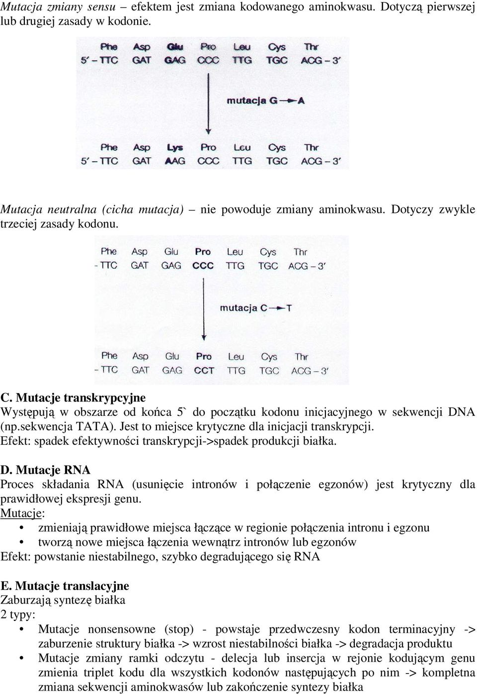 Jest to miejsce krytyczne dla inicjacji transkrypcji. Efekt: spadek efektywności transkrypcji->spadek produkcji białka. D.