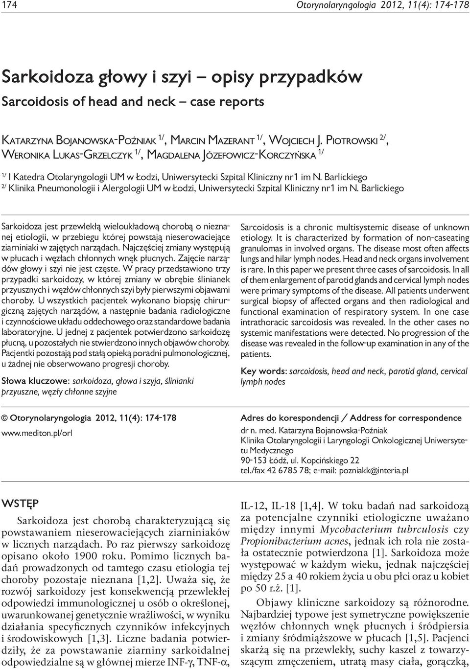 Barlickiego 2/ Klinika Pneumonologii i Alergologii UM w Łodzi, Uniwersytecki Szpital Kliniczny nr1 im N.