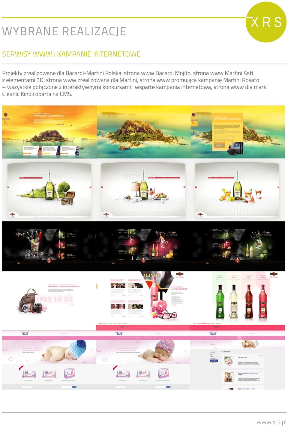Martini, strona www promująca kampanię Martini Rosato wszystkie połączone z interaktywnymi