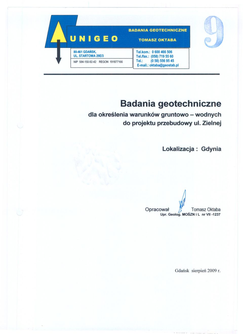 pl Badania geotechniczne dla okreslenia warunków gruntowo wodnych do projektu