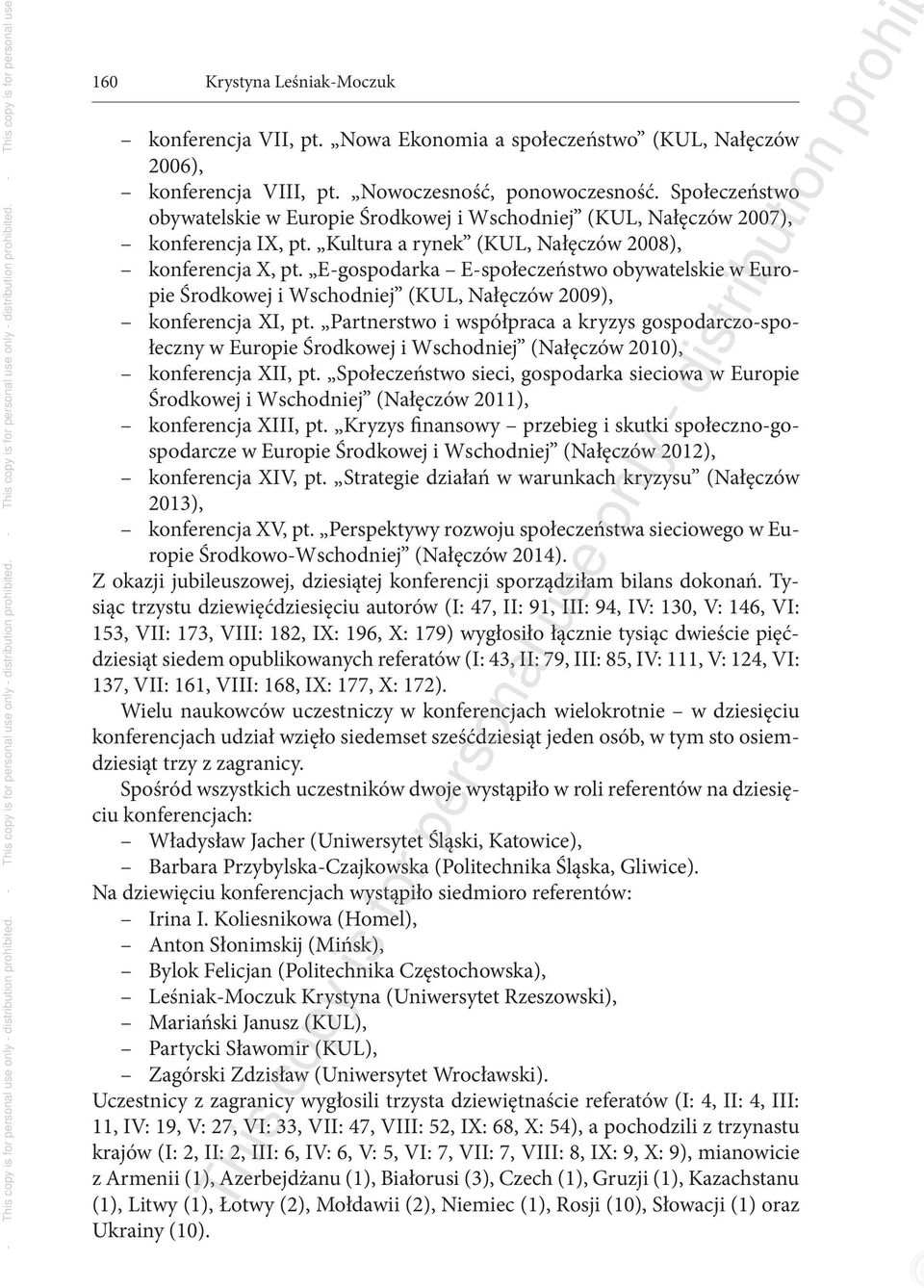 E-gospodarka E-społeczeństwo obywatelskie w Europie Środkowej i Wschodniej (KUL, Nałęczów 2009), konferencja XI, pt.