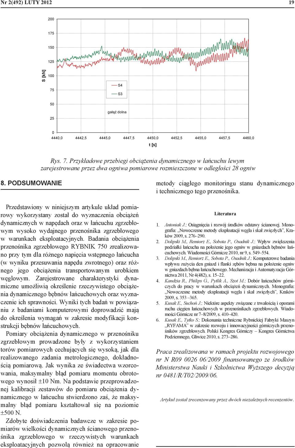 zgrzebłowego w warunkach eksploatacyjnych.