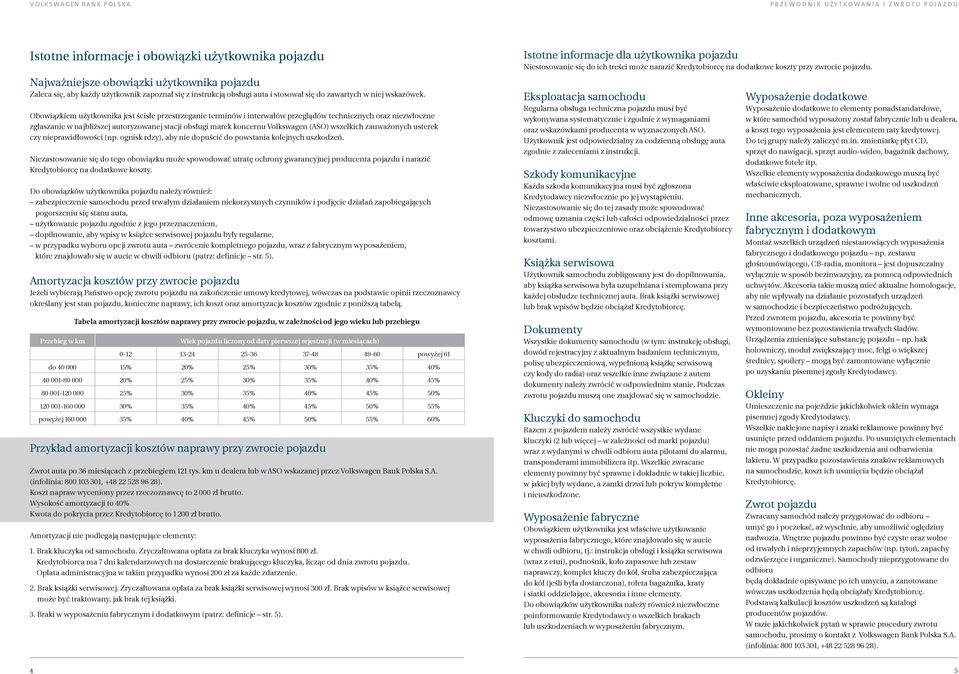 Obowiązkiem użytkownika jest ścisłe przestrzeganie terminów i interwałów przeglądów technicznych oraz niezwłoczne zgłaszanie w najbliższej autoryzowanej stacji obsługi marek koncernu Volkswagen (ASO)