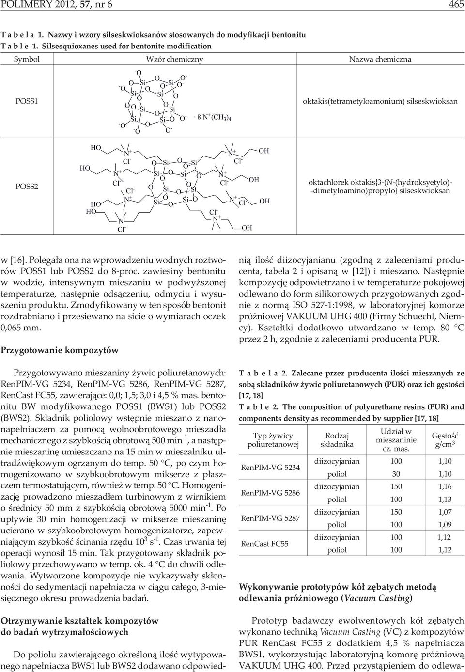 oktakis{3-(n-(hydroksyetylo- -dimetyloaminopropylo} silseskwioksan w [16]. Polega³a ona na wprowadzeniu wodnych roztworów PSS1 lub PSS2 do 8-proc.