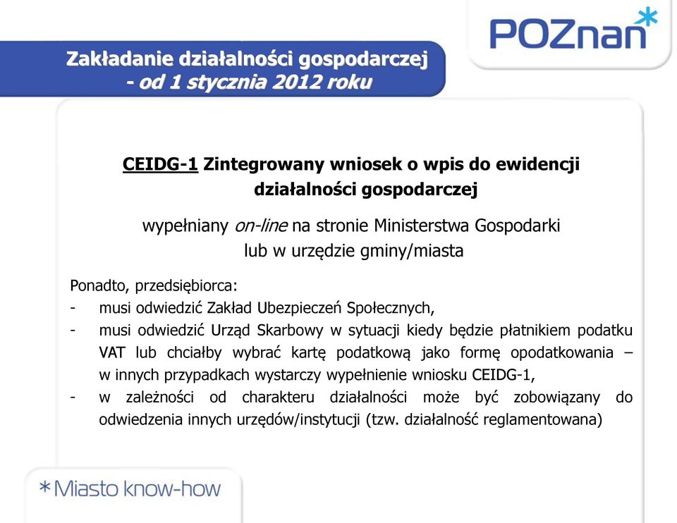 Urząd Skarbowy w sytuacji kiedy będzie płatnikiem podatku VAT lub chciałby wybrać kartę podatkową jako formę opodatkowania w innych przypadkach wystarczy