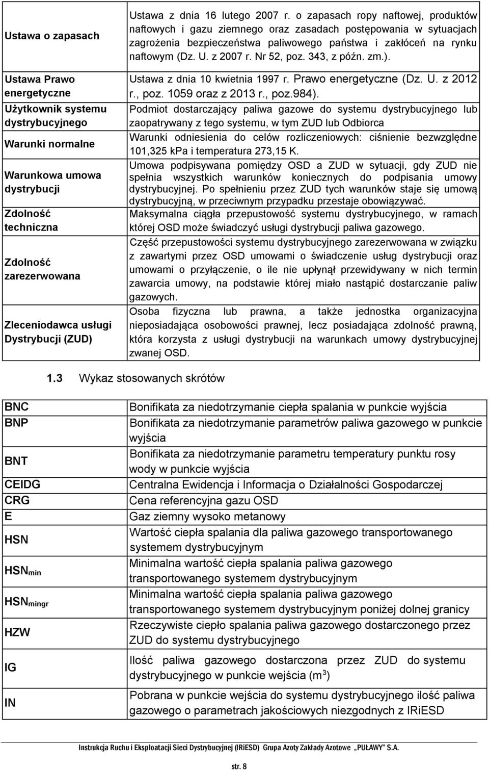 o zapasach ropy naftowej, produktów naftowych i gazu ziemnego oraz zasadach postępowania w sytuacjach zagrożenia bezpieczeństwa paliwowego państwa i zakłóceń na rynku naftowym (Dz. U. z 2007 r.